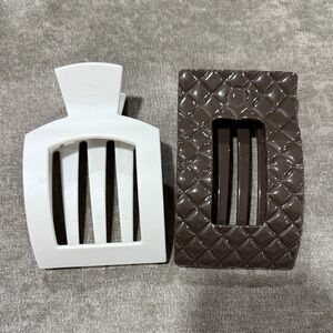 Elegant White and Brown Hair Clips